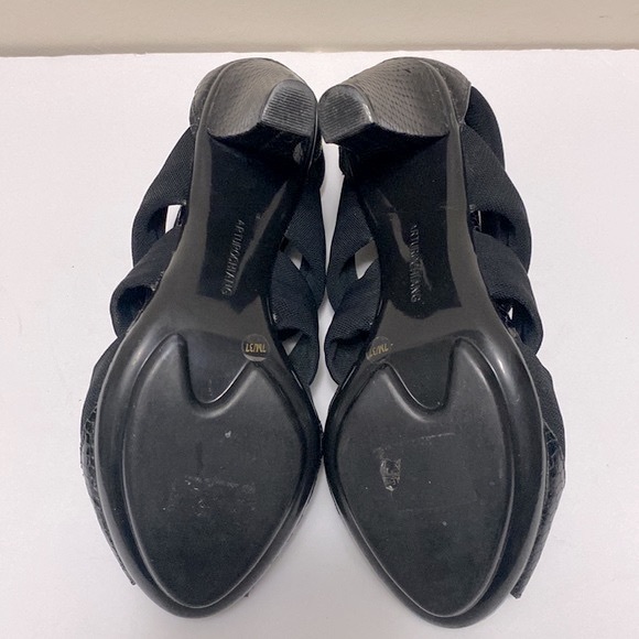 ARTURO CHIANG black heel sandals with elastic straps snake skin accent, size 7🌹 - Picture 8 of 10